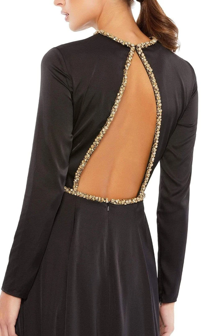 Ieena Duggal - 26524 Crystal Trim Long Sleeve High Slit A-Line Gown 5 Ieena Duggal - 26524 Crystal Trim Long Sleeve High Slit A-Line Gown