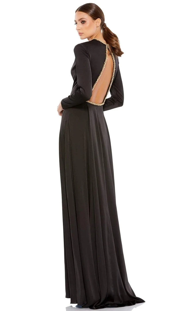 Ieena Duggal - 26524 Crystal Trim Long Sleeve High Slit A-Line Gown 4 Ieena Duggal - 26524 Crystal Trim Long Sleeve High Slit A-Line Gown