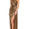 Ieena Duggal - 26537 One Shoulder Grecian Metallic Gown 1 Ieena Duggal - 26537 One Shoulder Grecian Metallic Gown
