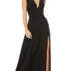 Ieena Duggal - 26540 V-Neck Beaded Shoulders A-Line Gown With Slit