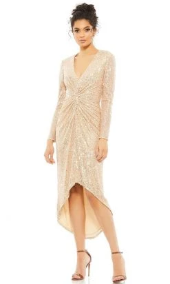 Ieena Duggal - 26549I Twist Front Sequin High Low Dress
