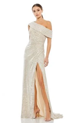 Ieena Duggal - 26550I Draped One Shoulder Sequin Gown