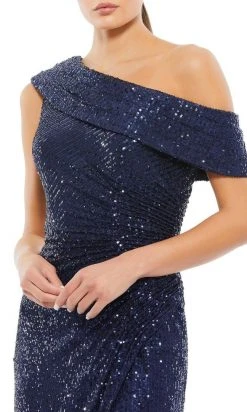 Ieena Duggal - 26550I Draped One Shoulder Sequin Gown