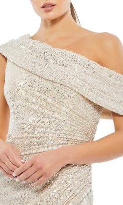 Ieena Duggal - 26550I Draped One Shoulder Sequin Gown