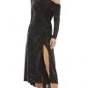 Ieena Duggal - 26551I Draped Long Sleeve Sequin Dress