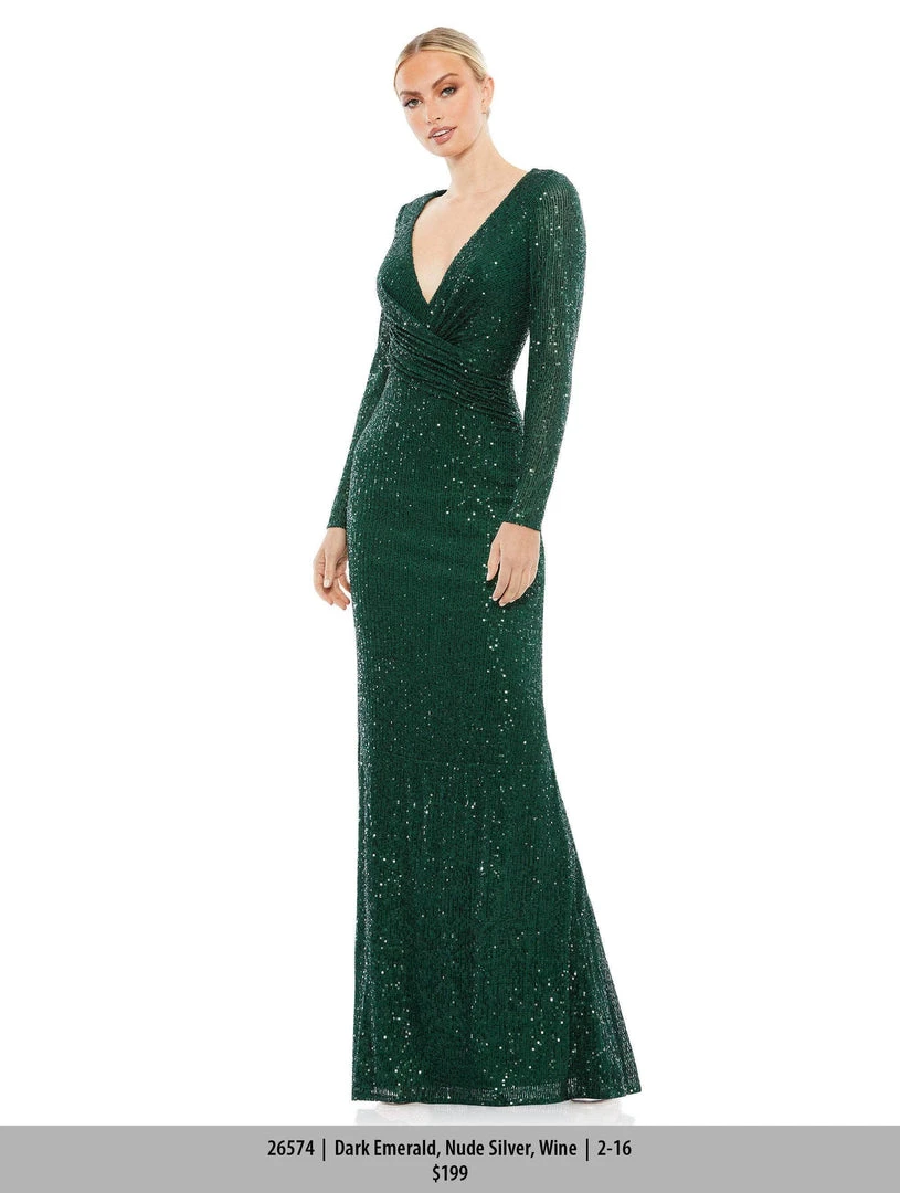 Ieena Duggal 26574 - Long Sleeved Sequined Formal Dress 3 Ieena Duggal 26574 - Long Sleeved Sequined Formal Dress