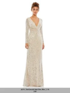 Ieena Duggal 26574 - Long Sleeved Sequined Formal Dress 12 Ieena Duggal 26574 - Long Sleeved Sequined Formal Dress