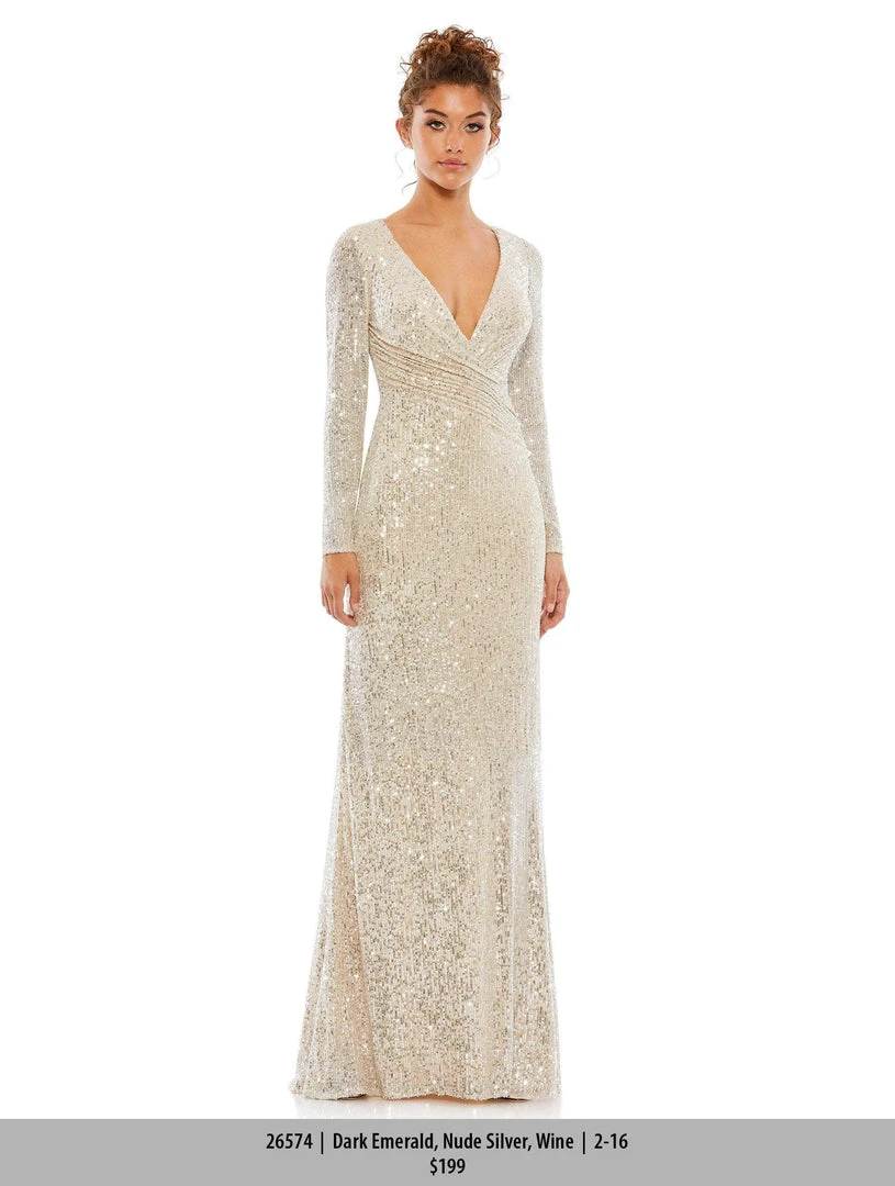 Ieena Duggal 26574 - Long Sleeved Sequined Formal Dress 5 Ieena Duggal 26574 - Long Sleeved Sequined Formal Dress