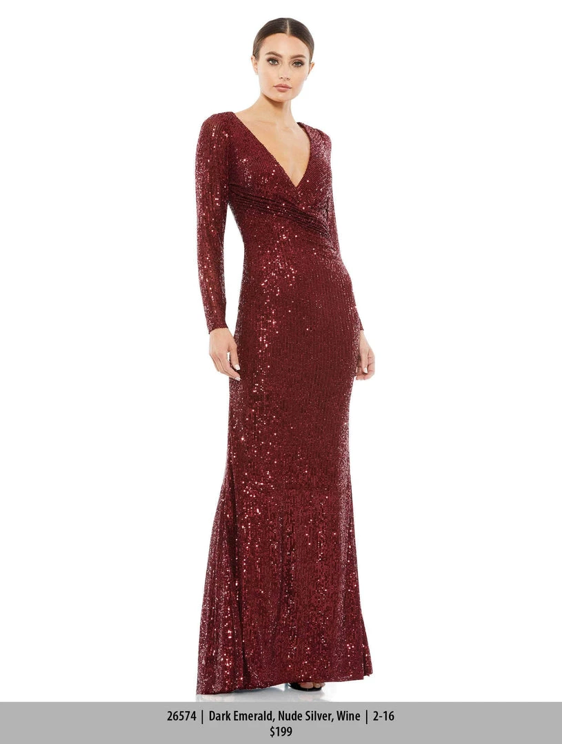 Ieena Duggal 26574 - Long Sleeved Sequined Formal Dress 8 Ieena Duggal 26574 - Long Sleeved Sequined Formal Dress