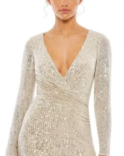 Ieena Duggal 26574 - Long Sleeved Sequined Formal Dress 14 Ieena Duggal 26574 - Long Sleeved Sequined Formal Dress