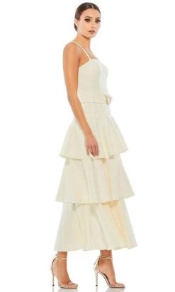 Ieena Duggal 26629 - Spaghetti Straps Tiered Tea-Length Dress