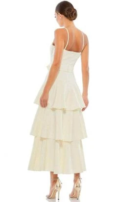 Ieena Duggal 26629 - Spaghetti Straps Tiered Tea-Length Dress