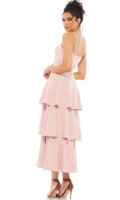 Ieena Duggal 26629 - Spaghetti Straps Tiered Tea-Length Dress