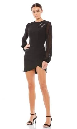Ieena Duggal - 26640 Long Sheer Sleeve Mini Dress