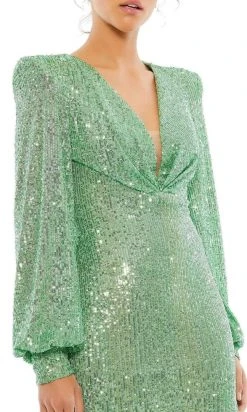 Ieena Duggal - 26865 Bishop Sleeve Sequin Dress