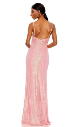 Ieena Duggal - 26945 Plunging Tiny Sequined Long Gown