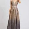 Ieena Duggal - 30687I Shirred Bodice Glitter Ombre Gown Mac Duggal 1 Ieena Duggal - 30687I Shirred Bodice Glitter Ombre Gown Mac Duggal