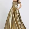 Ieena Duggal - 48825I Long Metallic Off Shoulder Ballgown 1 Ieena Duggal - 48825I Long Metallic Off Shoulder Ballgown