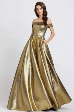Ieena Duggal - 48825I Long Metallic Off Shoulder Ballgown