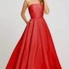 Mac Duggal Ieena Duggal - 48875I Strapless Straight Neck A-Line Gown With Pocket