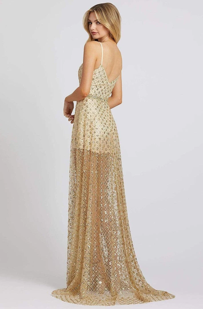 Mac Duggal Ieena Duggal - 49014I Embellished Sheer Romper Style Sheer Prom Gown 4 Mac Duggal Ieena Duggal - 49014I Embellished Sheer Romper Style Sheer Prom Gown