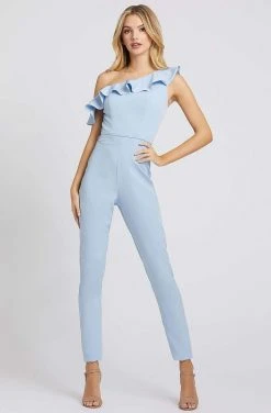 Mac Duggal Ieena Duggal - 49031I Ruffled Asymmetrical Jumpsuit