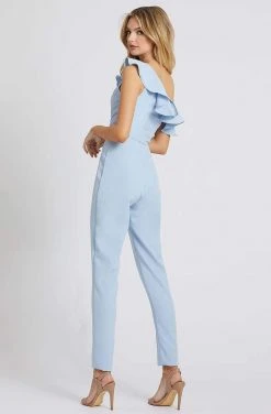 Mac Duggal Ieena Duggal - 49031I Ruffled Asymmetrical Jumpsuit