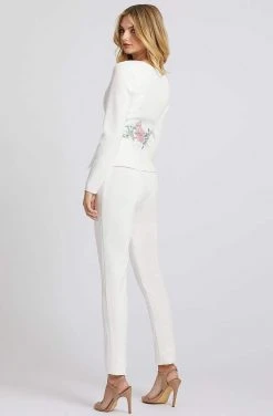 Ieena Duggal - 49033I Plunging V-Neck Long Sleeves Jumpsuit Mac Duggal