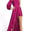 Ieena Duggal - 49141 Asymmetric Bishop Sleeve Long Dress