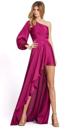 Ieena Duggal - 49141 Asymmetric Bishop Sleeve Long Dress