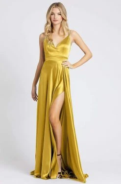 Ieena Duggal - 55278I Sleeveless V Neck Satin Gown With High Slit 7 Ieena Duggal - 55278I Sleeveless V Neck Satin Gown With High Slit