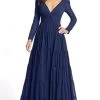 Ieena Duggal - 55311 Long Sleeve Ruched A-Line Dress