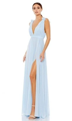 Ieena Duggal - 55321 Plunging V Neck Chiffon Flowy Dress
