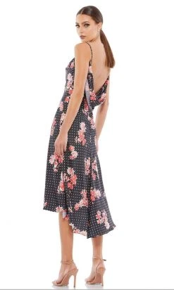Ieena Duggal - 55392I Floral Printed Cowl Back Midi Dress
