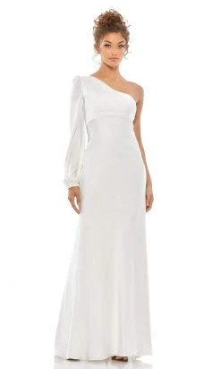 Ieena Duggal - 55401I Blouson Sleeve One Shoulder Satin Gown