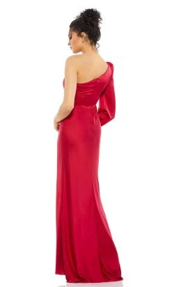 Ieena Duggal - 55401I Blouson Sleeve One Shoulder Satin Gown