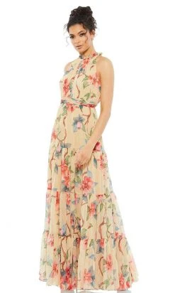 Ieena Duggal - 55429I High Neck Floral A-Line Dress