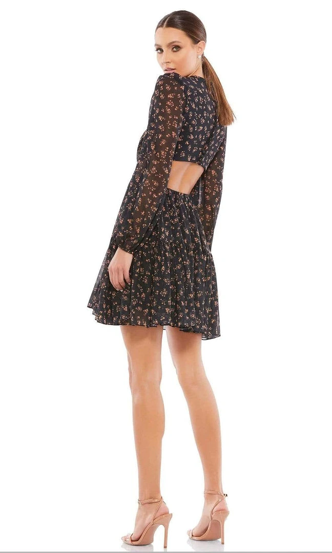 Ieena Duggal - 55432I Close Neck Bow Cut Out Dress 4 Ieena Duggal - 55432I Close Neck Bow Cut Out Dress