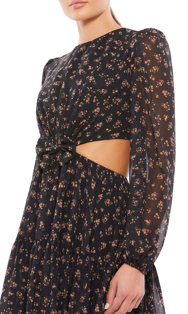 Ieena Duggal - 55432I Close Neck Bow Cut Out Dress 5 Ieena Duggal - 55432I Close Neck Bow Cut Out Dress