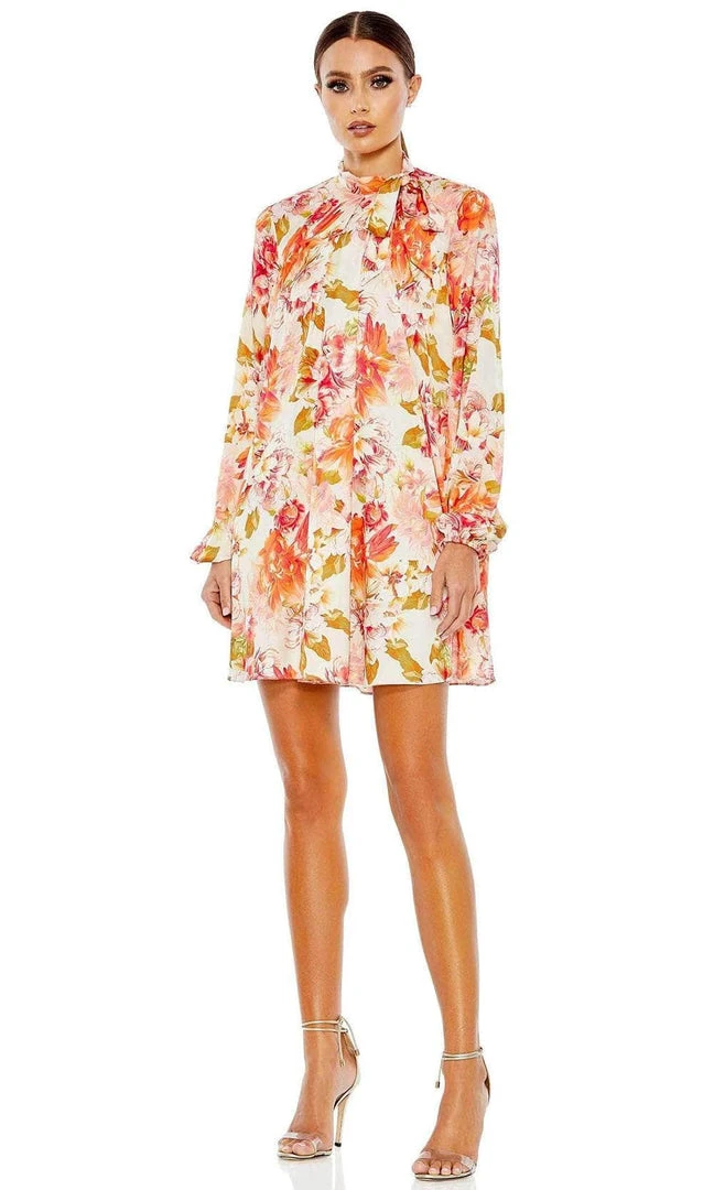 Ieena Duggal 55634 - Bishop Long Sleeve High Neck Short Dress 3 Ieena Duggal 55634 - Bishop Long Sleeve High Neck Short Dress