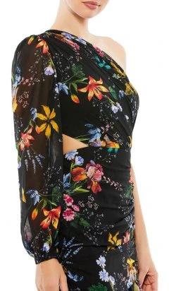 Ieena Duggal 55668 - Floral Bishop Sleeve High Low Evening Dress 9 Ieena Duggal 55668 - Floral Bishop Sleeve High Low Evening Dress