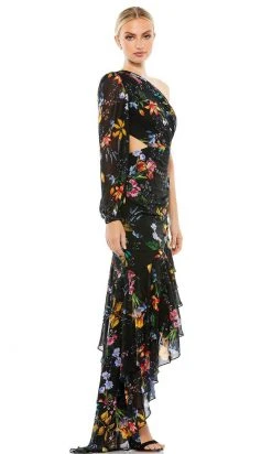 Ieena Duggal 55668 - Floral Bishop Sleeve High Low Evening Dress 8 Ieena Duggal 55668 - Floral Bishop Sleeve High Low Evening Dress