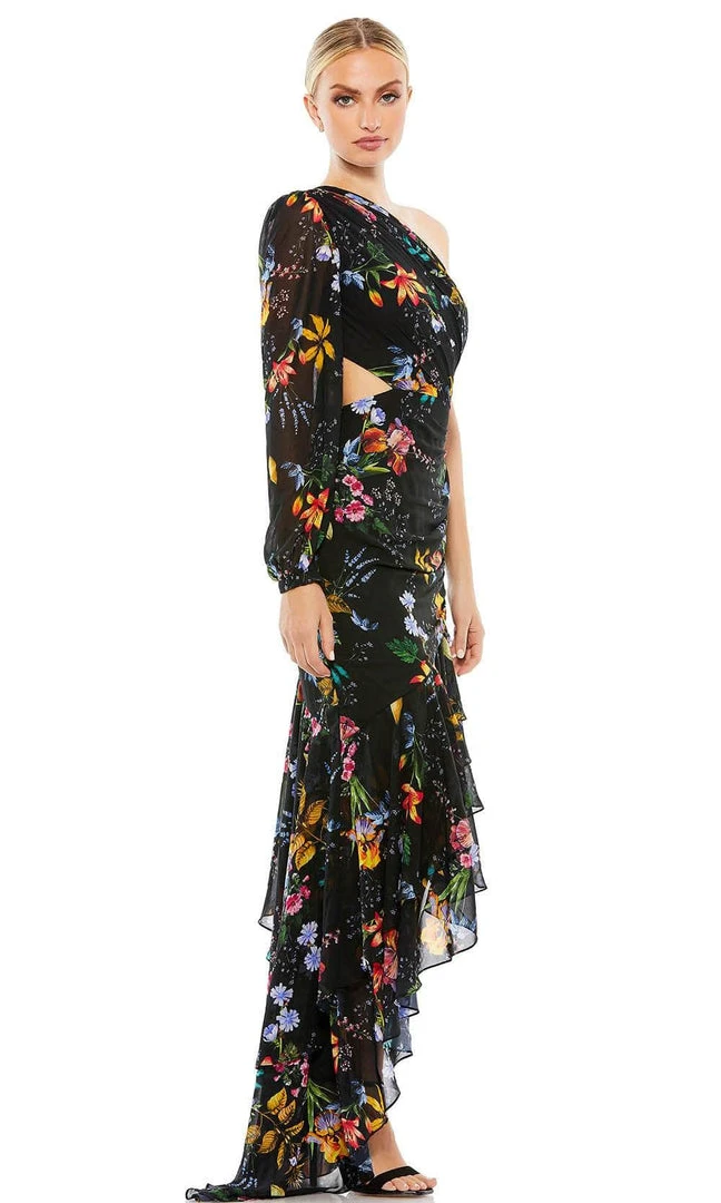 Ieena Duggal 55668 - Floral Bishop Sleeve High Low Evening Dress 5 Ieena Duggal 55668 - Floral Bishop Sleeve High Low Evening Dress