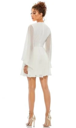 Ieena Duggal 55684 - Long Sleeves V-neck Short Dress