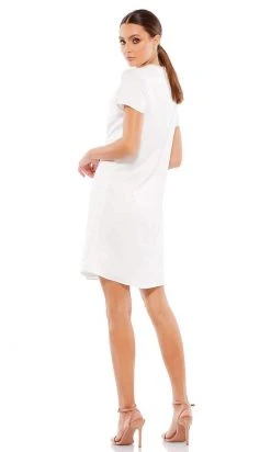 Ieena Duggal - 55698 Baggy Jewel Neck Mini Dress