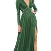 Ieena Duggal 55702 - Puffed Sleeve Evening Gown With Slit