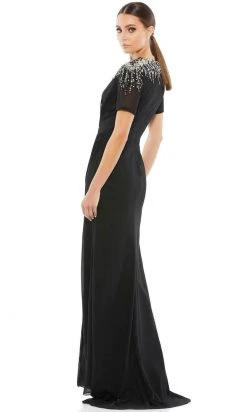 Ieena Duggal 55704 - Embellished Shoulders V-Neck Long Dress