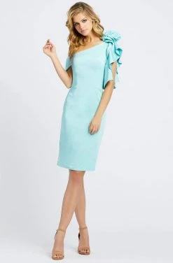 Ieena Duggal - 66998I Knee Length Ruffled Sleeve Asymmetrical Dress