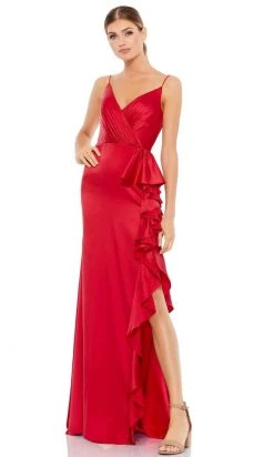 Ieena Duggal - 67815 Plunging V Neck Ruffled Dress