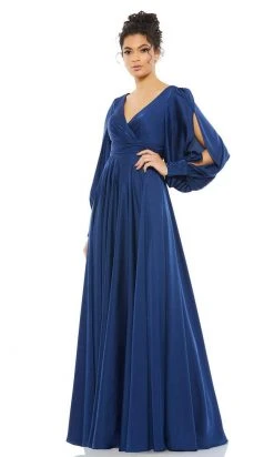 Ieena Duggal - 67847 Bishop Sleeve Wrap Gown